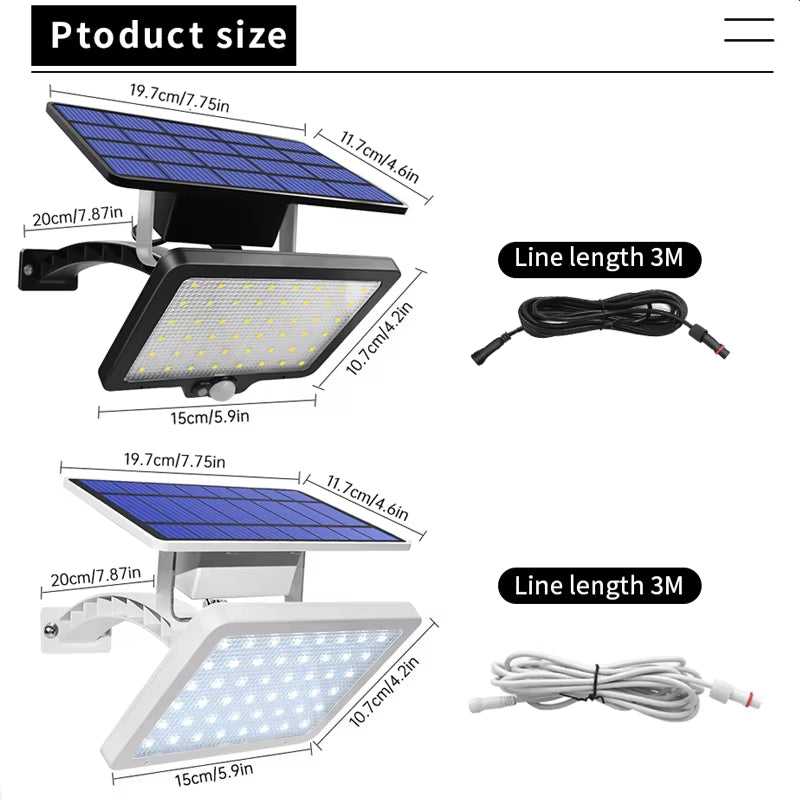 48 Leds Solar Light Super Bright Adjustable Lighting Angle Outdoor Solar Garden Lamp Waterproof Lighting for Wall Yard Street